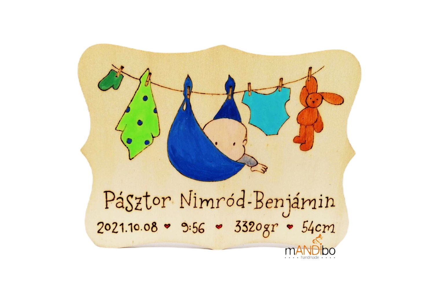 babaszoba – névreszóló pirogravírozott falikép