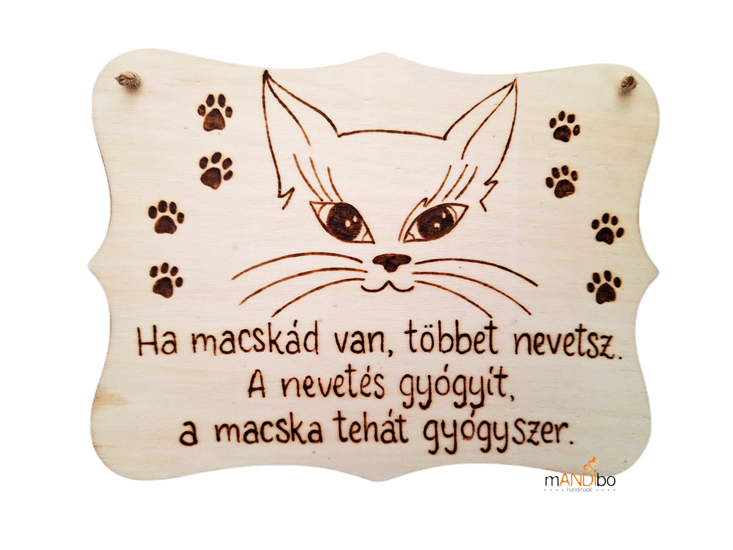 A macska gyógyír pirogravírozott kép