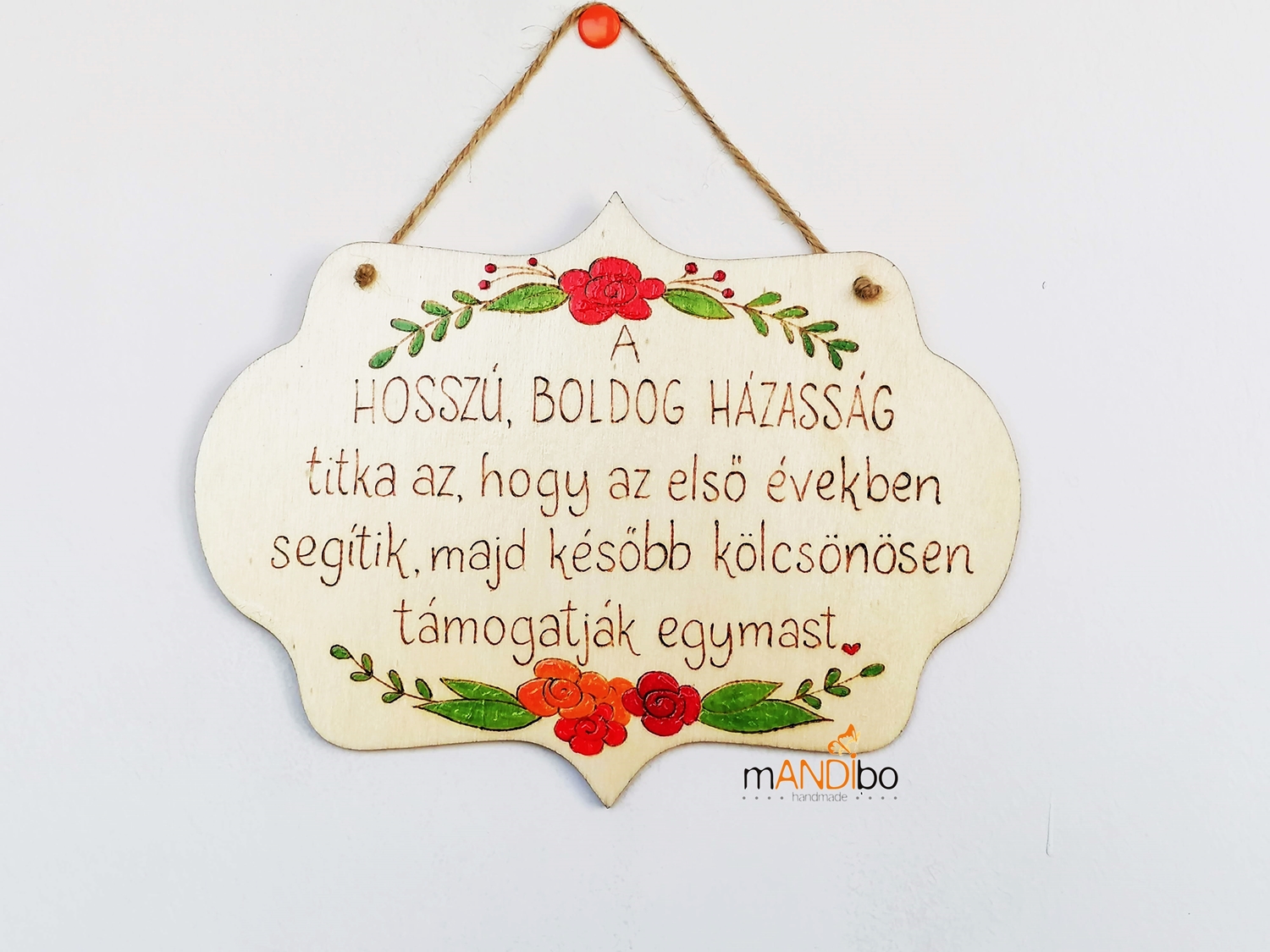 Házassági évfordulóra készült virágmintás képecske