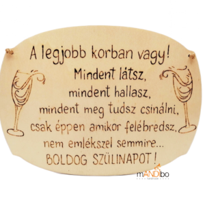 Vicces boros születésnapi pirogravírozott kép | mANDIbo handmade