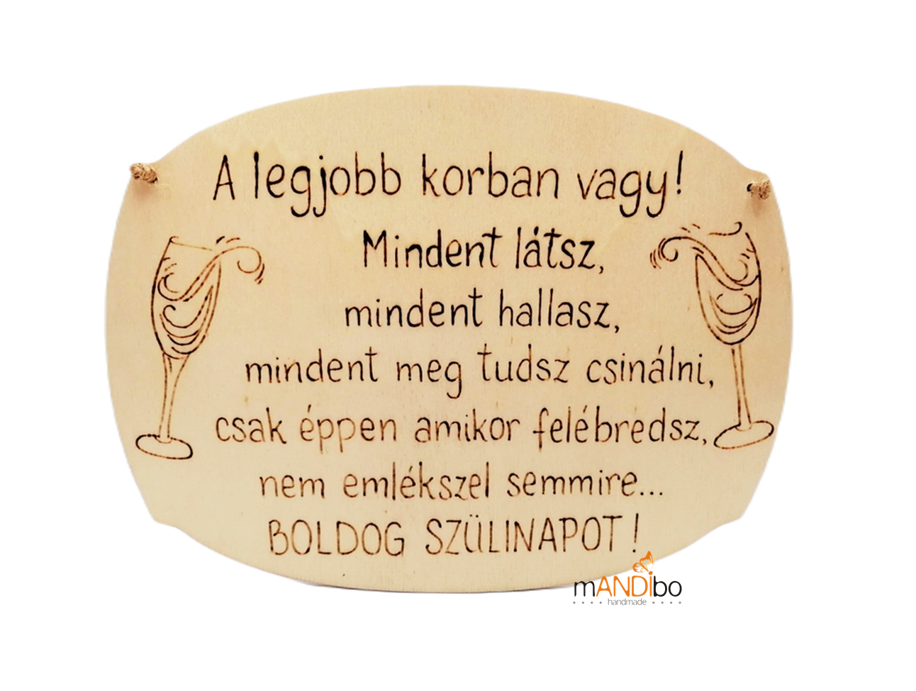 Vicces boros születésnapi pirogravírozott kép | mANDIbo handmade