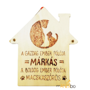 A boldog ember pólója macskaszőrős - pirogravírozott kép