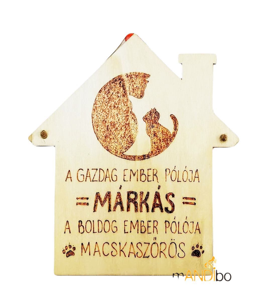 A boldog ember pólója macskaszőrős - pirogravírozott kép