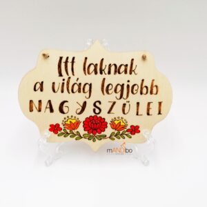 Pirogravírozott fa kép nagyszülőknek