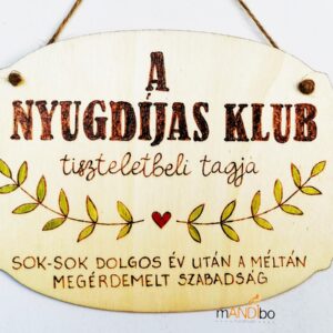 Vicces nyugdíjas ajándék pirogravírozott kép