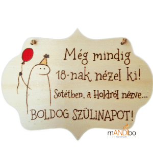 Vicces pirogravírozott kép születésnapra