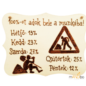 Munkahelyre szóló humoros fa tábla – pirogravírozott kép