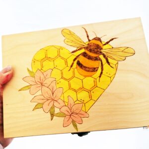 Méhecske és szív mintás doboz – Kézműves ajándék | mANDIbo handmade